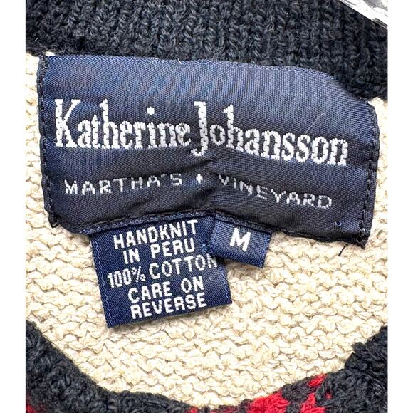 Nordic Sweater Katherine Johansson Cotton Cardigan Martha’s Vineyard Women’s M - Picture 3 of 5